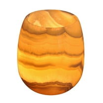 Single Alabaster Candle Holder - Egyptian Tealight and Votive Candles Holders with Amber Glow for Home Décor Natural Stone Soothing Tranquil Aurora