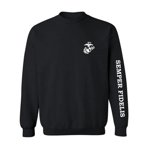 Semper Fidelis White Sleeve Print Crewneck Sweatshirt