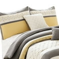 thumbnail image 2 of Benjara Quatrefoil Print King Size 7 Piece Fabric Comforter Set, Yellow and Gray, 2 of 5