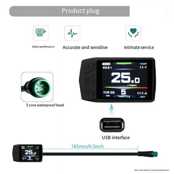 Ebike Display for KT TF01U 24V 36V 48V Intelligent Colorful LCD Meter Waterproof Joint Electric Bicycle Meter
