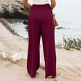 thumbnail image 6 of Linen Pants for Women High Waisted Wide Leg Loose Fit Palazzo Pants Casual Beach Trendy Lounge Trouses with Pockets, 6 of 6