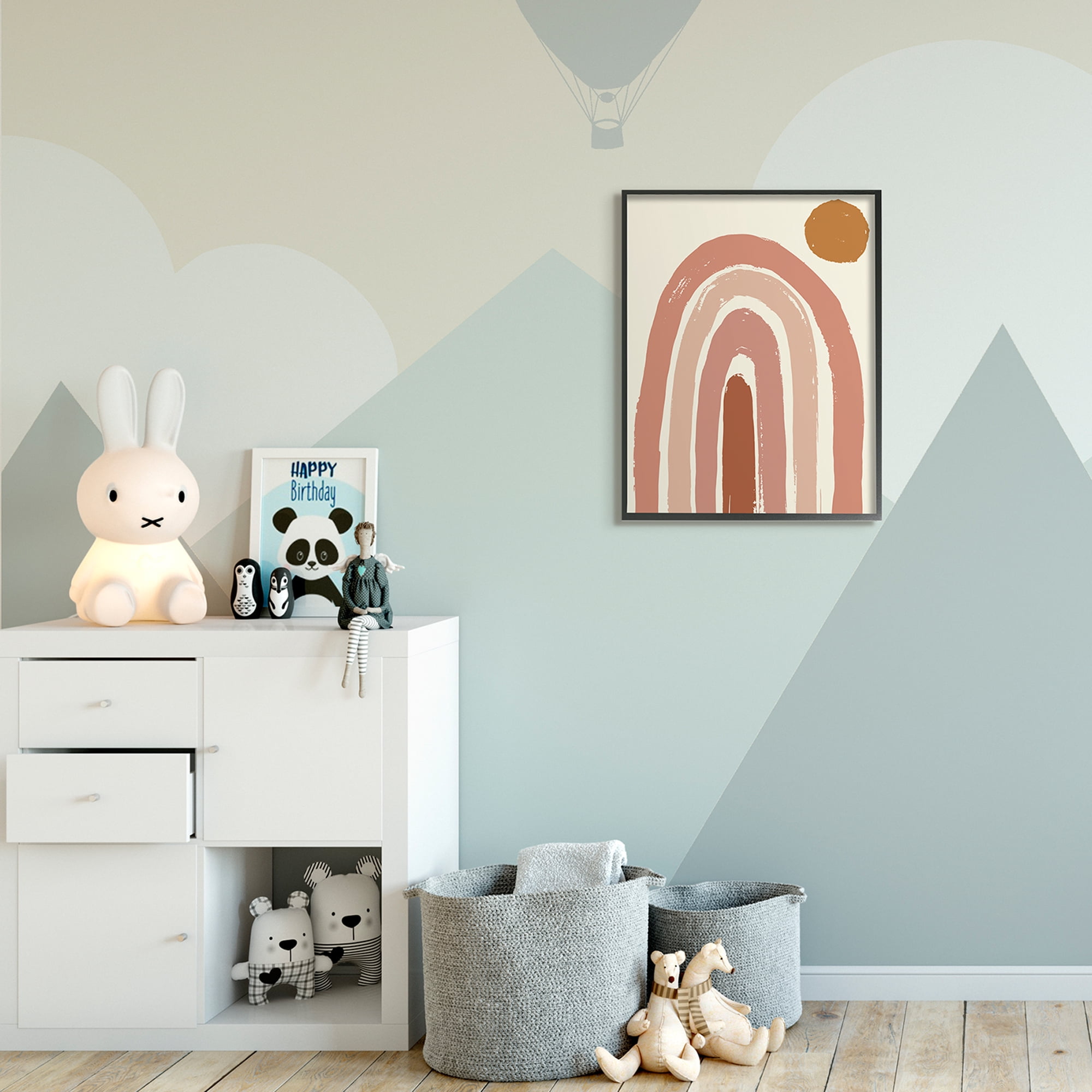 Desert Sun Rainbow Landscape Soft Beige Sky 24 in x 30 in Framed Painting Art Print, by Stupell Home Décor