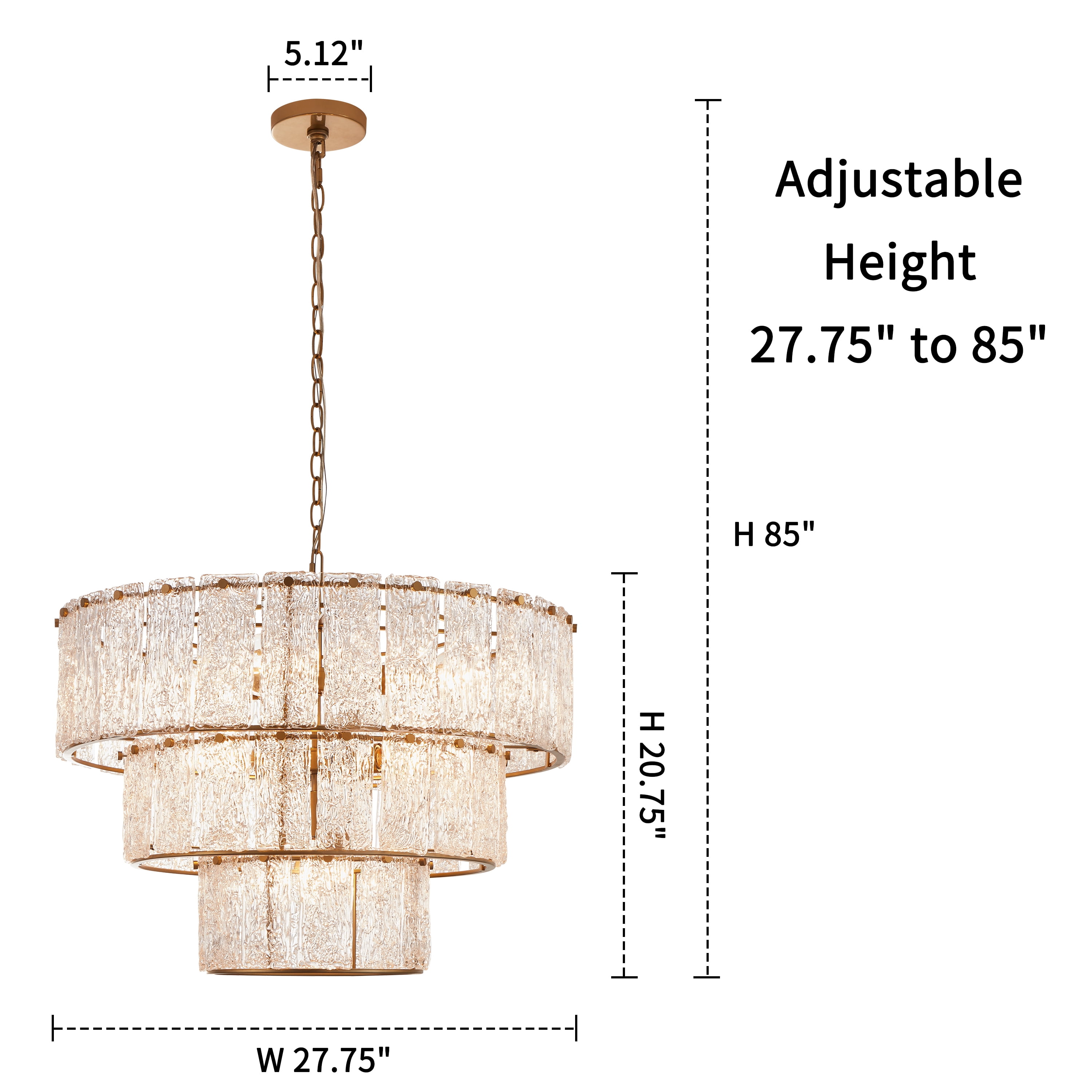 KAWOTI Glass Chandelier 8-light Gold Chandelier Lighting Fixture for Dining Room,  Foyer, Living Room