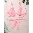 thumbnail image 3 of Deago Women Sexy Lingerie Nightwear Two Piece Babydoll Bra Panty G-String Underwear Set (Pink, M), 3 of 6