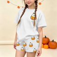 thumbnail image 4 of Stamzod Girls 2 Piece Outfits Short Sleeve Cute Halloween Shirt Shorts Set Kids Clothes Girls Clothing Sets Z White-2 3-4 Years, 4 of 9
