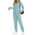 thumbnail image 4 of Fantaslook Two Piece Sets for Women Fall Outfits Fashion Lounge Sets V Neck Tops Long Pants Tracksuit Vacation Travel Outfits, 4 of 9