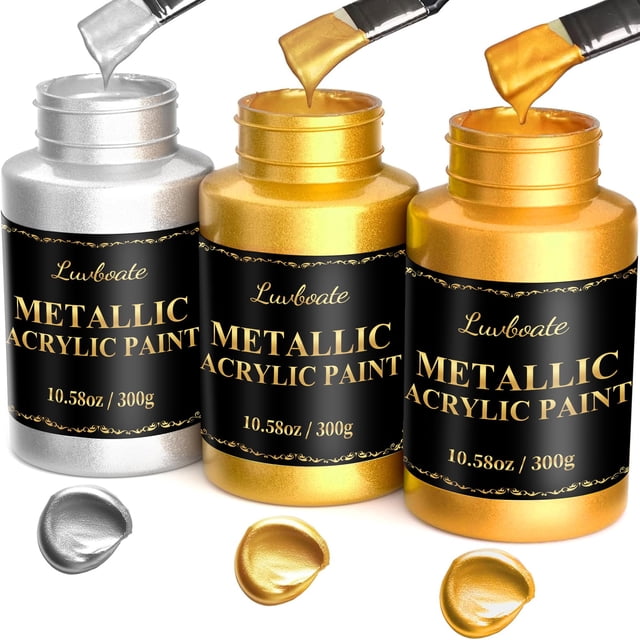 Pintura acrílica metálica LUVBOATE, 3 colores, 900 g, no tóxica