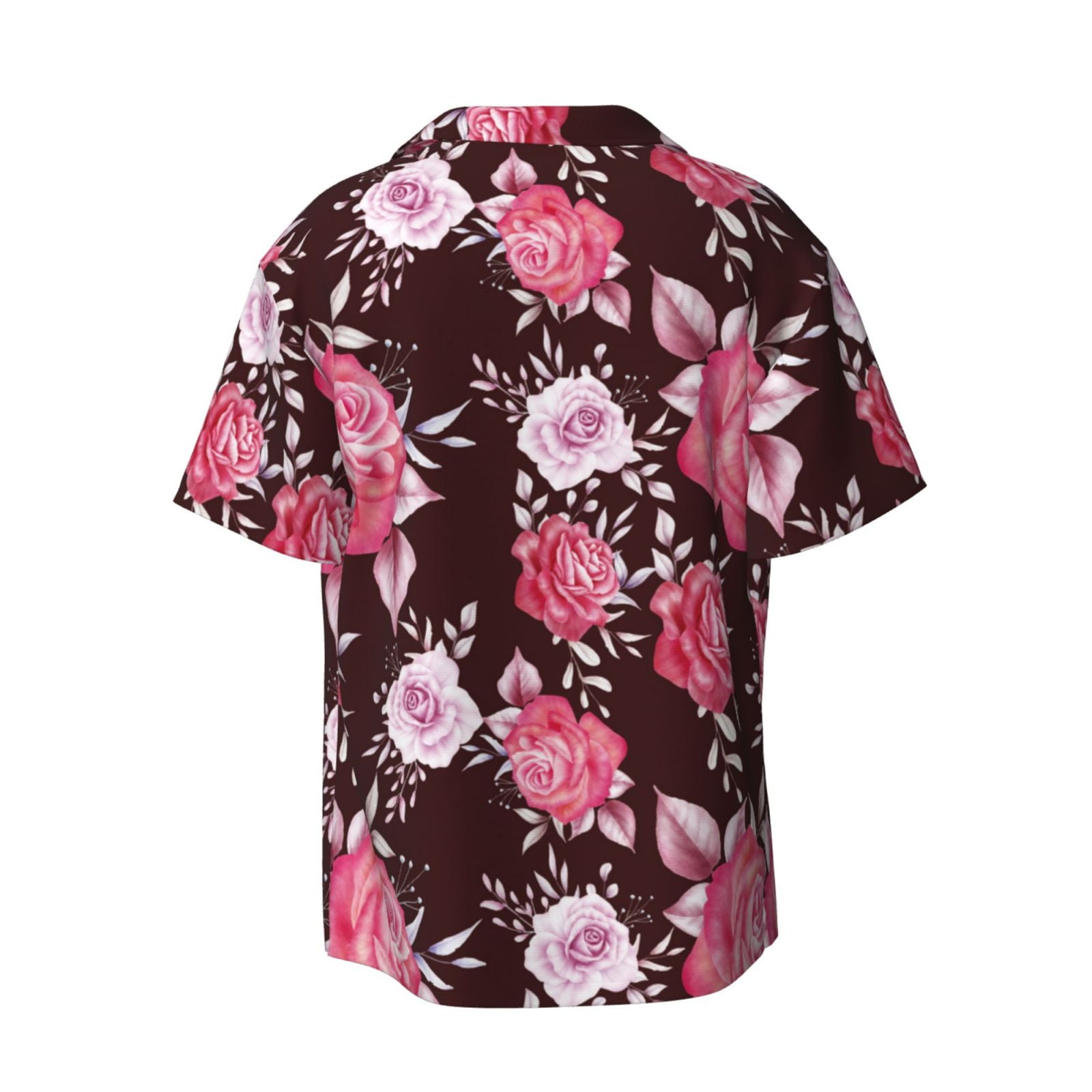 Vsdgher Rose Flowers Print Men's Wrinkle Free Untucked Cuban Vsdgher Rose Flowers Print Men's Wrinkle Free Untucked Cuban