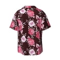 thumbnail image 4 of Goofa Rose Flowers Printed Men's Casual Short-sleeved Shirt,Lightweight Breathable Button-down,Summer Casual men's top,Versatile Fashion shirt-Small, 4 of 7