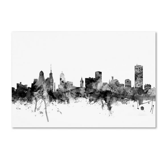 Trademark Fine Art "Buffalo New York Skyline B&W" Canvas Art by Michael Tompsett