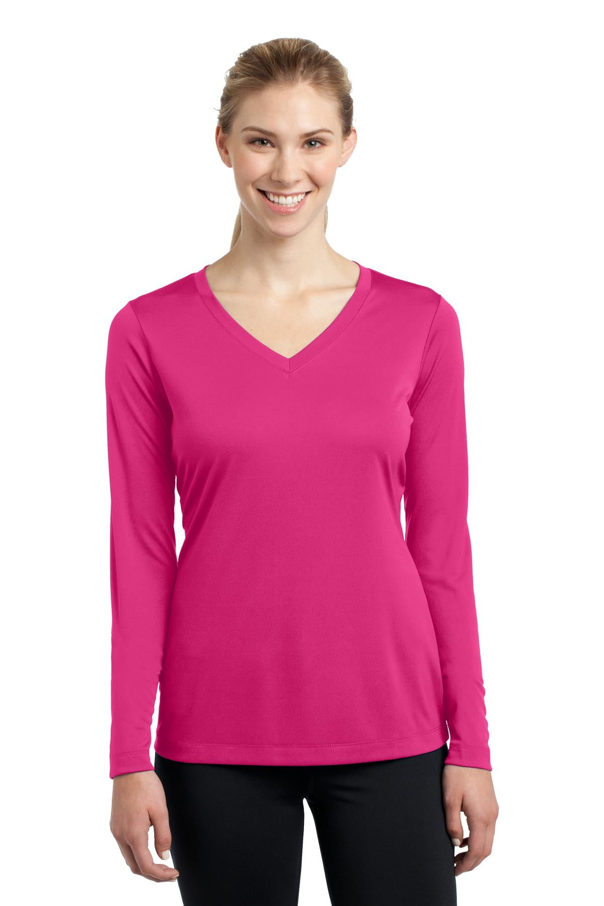 Sport Tek Adult Female Women Plain Long Sleeves T-Shirt Purple 2X