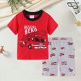 thumbnail image 2 of KPOPLK Toddler Baby Boys Clothes Set Short Sleeve Wildlife Print T-Shirt Top & Casual Shorts 2Pcs Summer Outfits 1t 2t 3t 4t Size 6-7 Years,Red, 2 of 5
