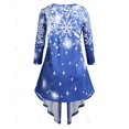 thumbnail image 3 of Camiseta Tipo Túnica Diseño Impreso Copo de Nieve Botones Tamaño Plus Rosegal  Mangas largas de talla grande, 3 of 5