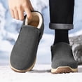 thumbnail image 4 of Men Slip on Warm Thick Fleece Lined Ankle Snow Boots Cozy Plush Lining Cold Weather Casual Booties Lightweight Windproof Footwear Gray 10(46), 4 of 5