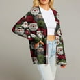 thumbnail image 6 of Women's Fashion Long Sleeve Christmas Print V-Neck Button Loose Cardigan Top, Knit Sweater for Casual Outfits and Comfort,Deep Red,L, 6 of 7
