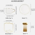 thumbnail image 6 of ALORHARDRO 19 Pcs Porcelain Tea Set, Tea Cups and Saucers, European Ceramic Tea Set, Luxury British Coffee Cup Set - 6 Cups/3.04 fl.oz,6 Saucers,6 Spoons,1 Metal Holder, White, 6 of 9
