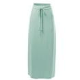 thumbnail image 1 of A2Y Women's Drawstring Waist Side Pockets Rayon Maxi Skirt Light Green 5XL, 1 of 4