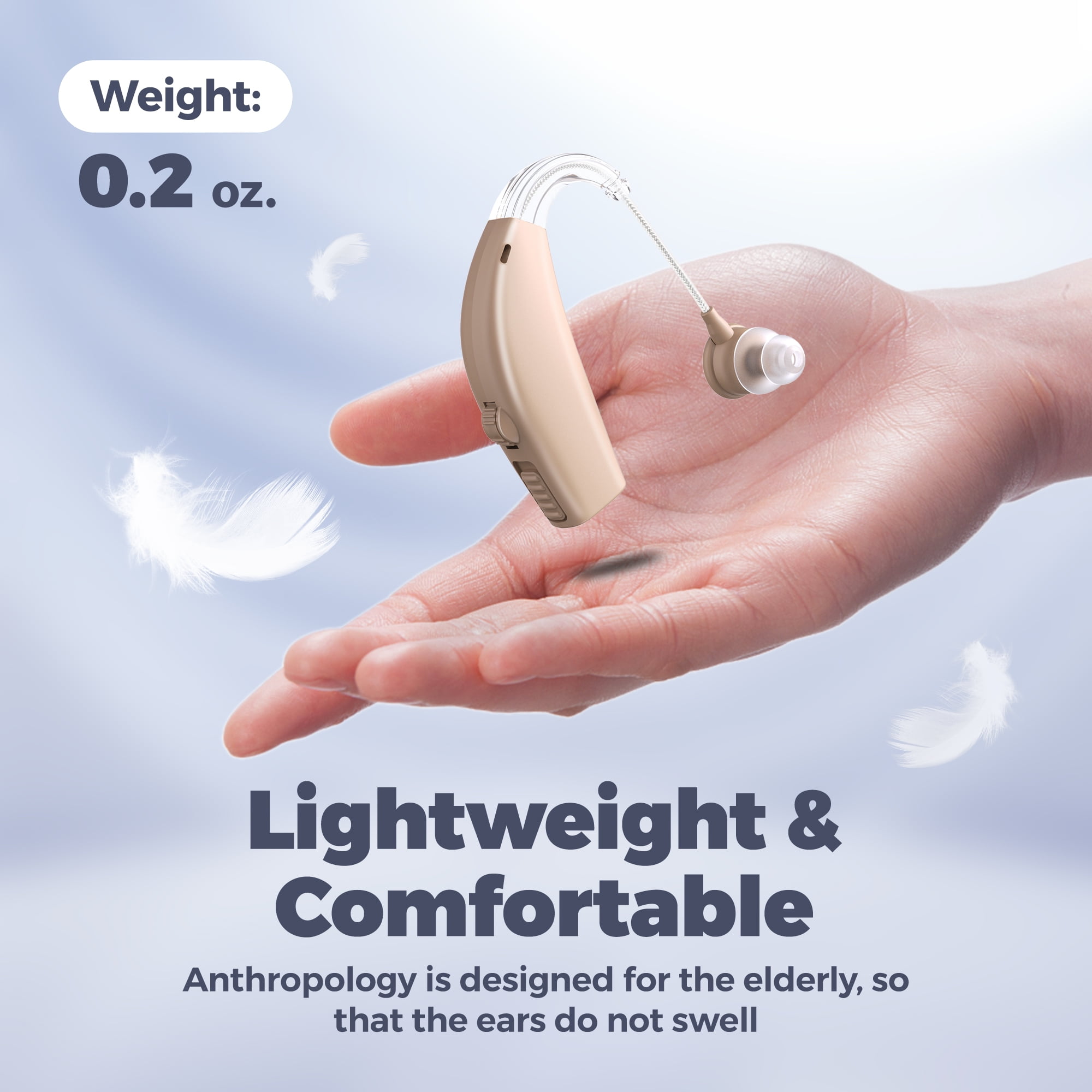 MEDca Pair Rechargeable Digital Hearing Aids Amplifier, Hearing Aids For Seniors, Beige