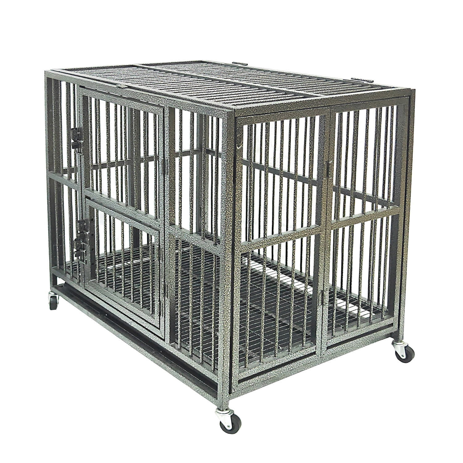 49" Heavy Duty Dog Cage Strong Folding Metal Crate Kennel and Playpen