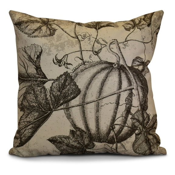 Simply Daisy Antique Pumpkin Floral Print Outdoor Pillow