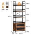 thumbnail image 2 of Maritcute Bookshelf with Drawers Industrial Bookcase with 4 Tiers Open Storage Shelves Rustic Bookshelves 70.87" Tall Display Racks Farmhouse Bookshelf for Bedroom, Living Room, Home Office, Brown, 2 of 9