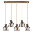thumbnail image 4 of Innovations Lighting  Newton Bell - 5 Light 8" Cord Hung Linear Pendant Brushed Brass/Light Smoke, 4 of 5