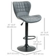 thumbnail image 3 of HOMCOM Bar Stools Set of 2, Adjustable Height Swivel Bar Chairs, PU Leather Upholstered Kitchen Counter Stools with Wide Seat, Back and Footrest, Grey, 3 of 10