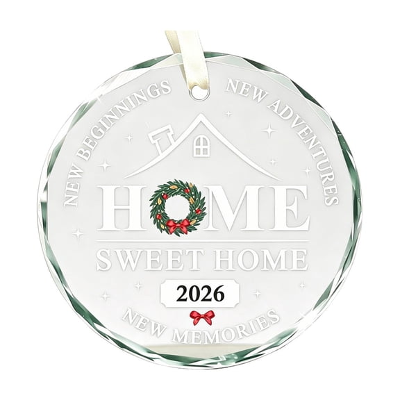 New Home Ornament 2026,Home Sweet Home Glass Ornament, Housewarming Gifts for New Homeowners, Couples, Friends, First Christmas Decor