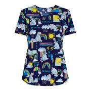 Scrubstar Women's and Women’s Plus Eeyore Print V-Neck Scrub Top, Sizes S-3XL