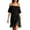 Black, variant on Women Cold Shoulder Suede Mini Dress Short Sleeve Tassel Fringe Hem Boho Swing Dress for Party Festival