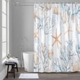 thumbnail image 5 of Coral Starfish Bathroom Shower Curtain, Ocean Coastal Summer Nautical Retro Waterproof Washable Soft Bath Curtain for Bathtub Decor with 12 Hooks&Grommet, 72x72 Inch, 5 of 9