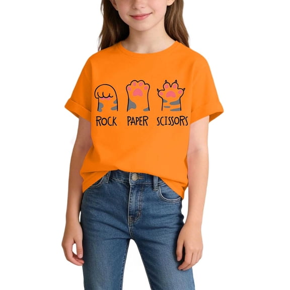 NAISIBABY Girls Short Sleeve T-Shirt Size 10, Summer Cotton Round Neck Graphic Kids Casual Fashion Tee (2-14T)