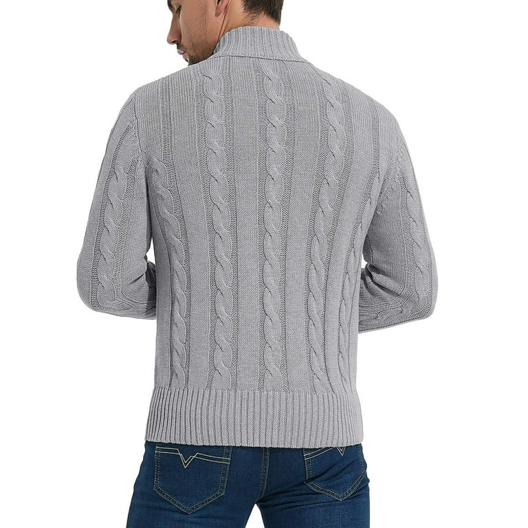 Iceglad Mens Long Sleeve Stand Collar Cardigan Sweaters