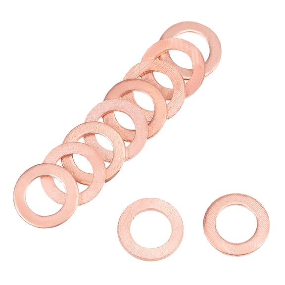 100 Pcs 6mm x 10mm x 1mm Copper Flat Washer for Screw Bolt