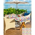 thumbnail image 5 of Boanket Outdoor Tablecloth with Umbrella Hole for Patio/Picnic/Party/Camping, Boho Rainbow Waterproof Table Cloth Rectangle Table Cover Washable, Colorful Dots Yellow Blue Red Watercolor (54"x 80"), 5 of 7