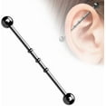thumbnail image 2 of 14GA Titanium Plated Stainless Steel Triple Notched Industrial Barbell, 2 of 3