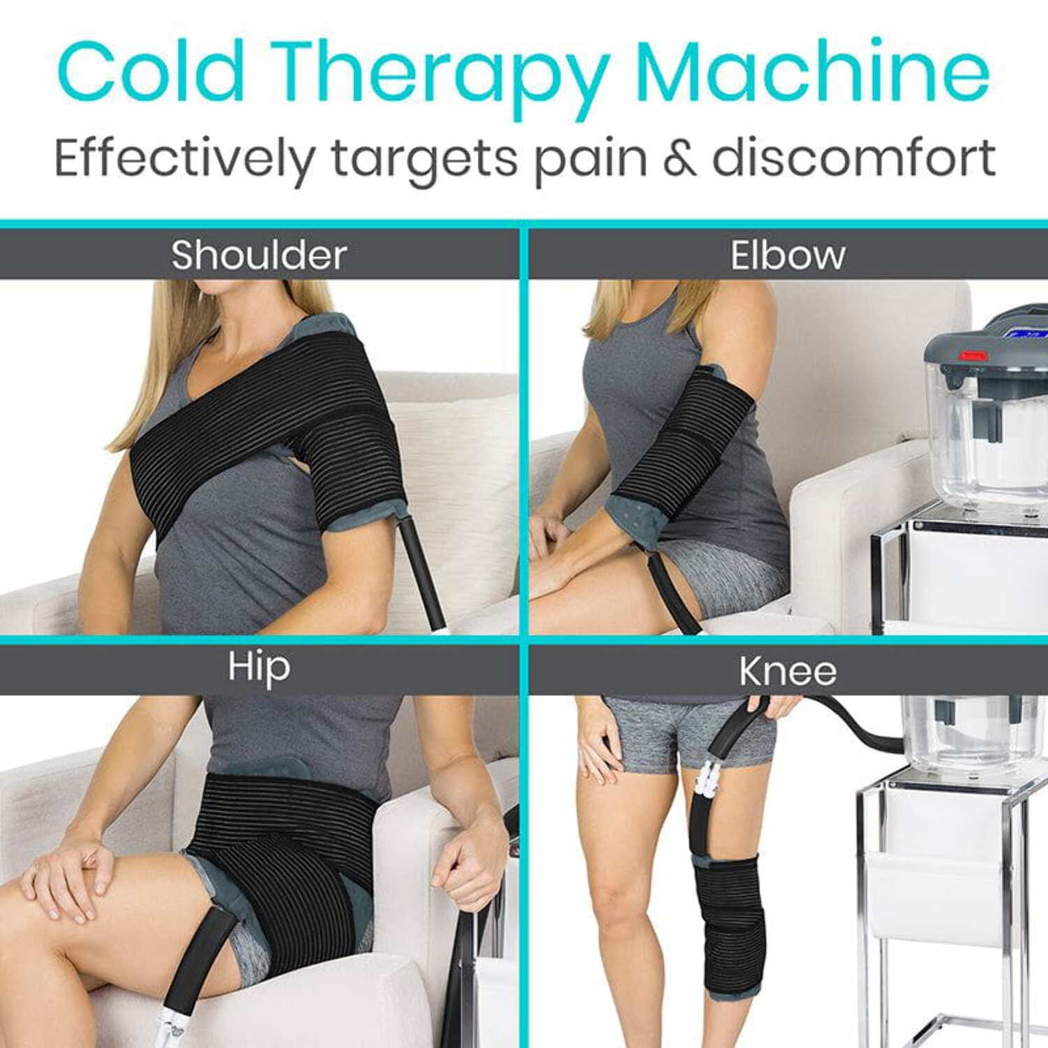 Vive Ice Machine for Knee & Shoulder Post-Surgery – Cold Therapy for Knee & Hip Replacement – Large Cryotherapy Pad with Quiet Pump – Flexible Cuff for Ankle, Back, Leg, Cervical, ACL