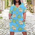 thumbnail image 2 of Tropical Flowers Blue Background Pattern Summer Dresses for Women Beach Boho, 2 of 5