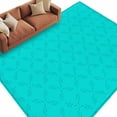 thumbnail image 3 of 5x7 Area Rugs, Turquoise Plaid Non-Skid Rubber Backing Large Rectangle Rugs - Living Room Bedroom Home Office, Geometric Leaf Diamond Morocco Abstract Indoor Floor Mat Carpets Washable Rug, 3 of 9