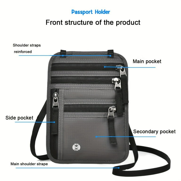 JZJDEWLO 1pc Anti theft Travel Passport Bag Durable Nylon Secure Card Holder Spacious Document Compartment Adjustable Strap Ideal for Outdoor Adventures Personal Use Walmart