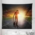 thumbnail image 1 of Guitar Player Tapestry, Man with His Instrument Sunset Sky Background on a Highway Road Photo, Fabric Wall Hanging Decor for Bedroom Living Room Dorm, 5 Sizes, Multicolor, by Ambesonne, 1 of 1
