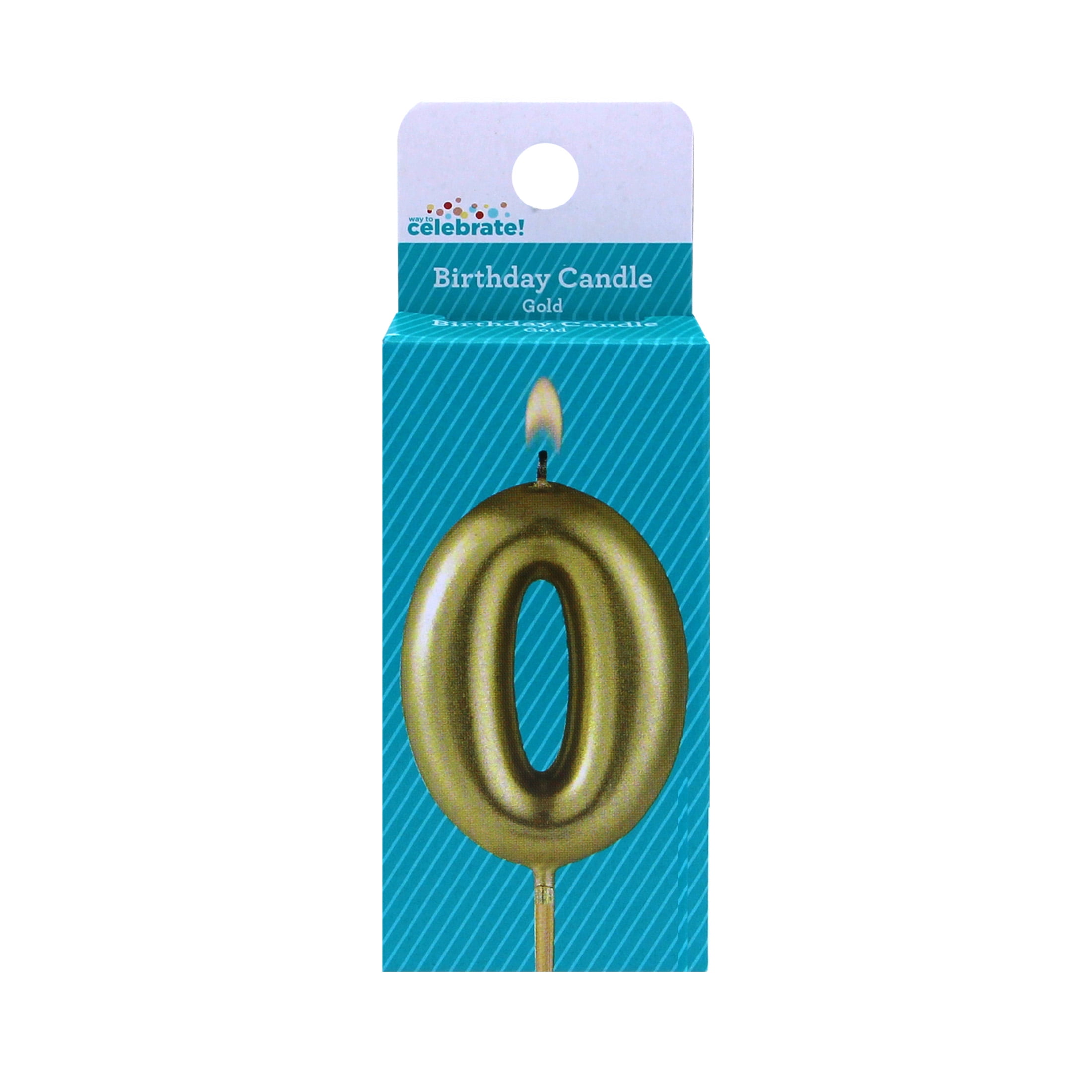 (2 pack) Gold Number 0 Birthday Candle, by Way To Celebrate