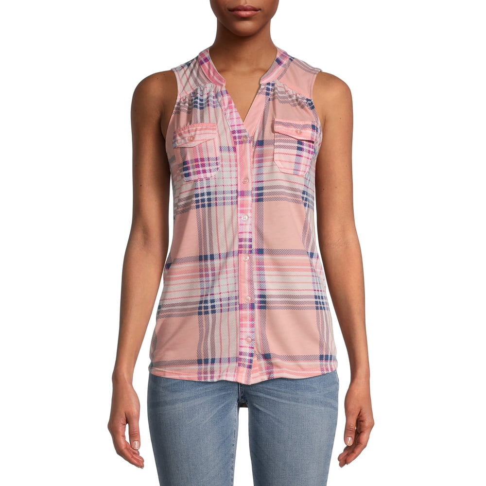 New York Laundry New York Laundry Women's Sleeveless Button Front VNeck Top
