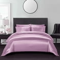 thumbnail image 2 of Soft Silk 3 PC Duvet Cover Set with Fitted Sheet 15" Inches Deep Pocket (1 Fitted 1 Duvet Cover 2 Pillow Shams) 800 Thread Count Cailifornia King Size Lilac Solid, 2 of 5