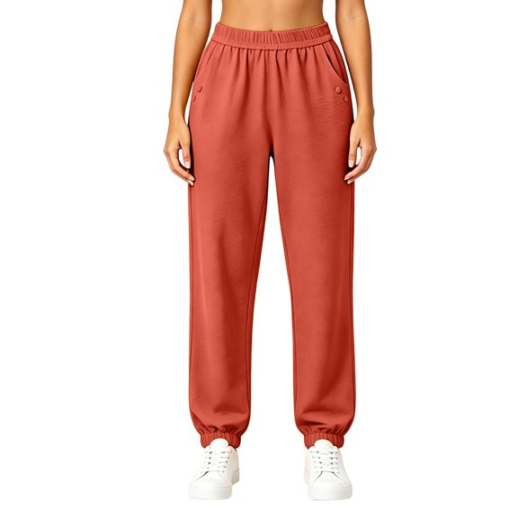JOANKDMI Athletic Pants for Women Joggers Comfy Elastic Waistband Slim Tapered Fit with Deep Side Pockets Cuffed Ankle Soft French Terry for Gym Running Track Pants