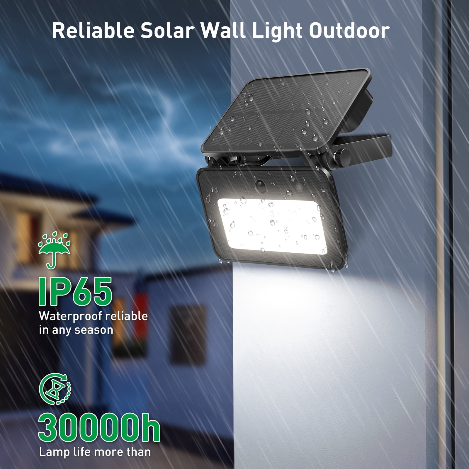 ALUSSO LED Solar Security Lights Outdoor 1000LM, Motion Sensor Flood Lamps with Remote Control, Dimmable&3CCT 3000K/4000K/6500K, 2 pcs for Garden Yard