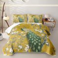 thumbnail image 2 of Erosebridal Gold Peony Peacock Twin Quilt Set,Vintage Bird Twin Coverlet Set For Girls,2 Pieces, 2 of 7