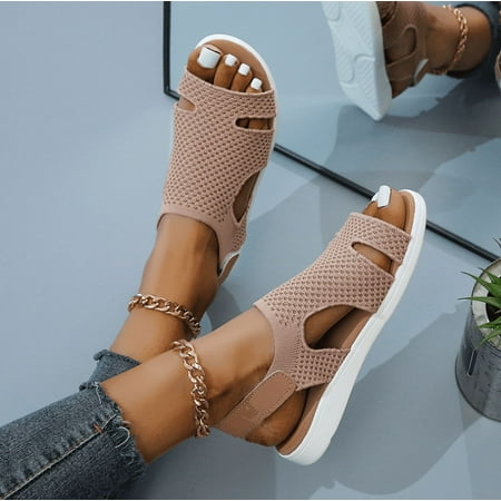 

Breathable elastic flying flat-bottomed casual women s sandals