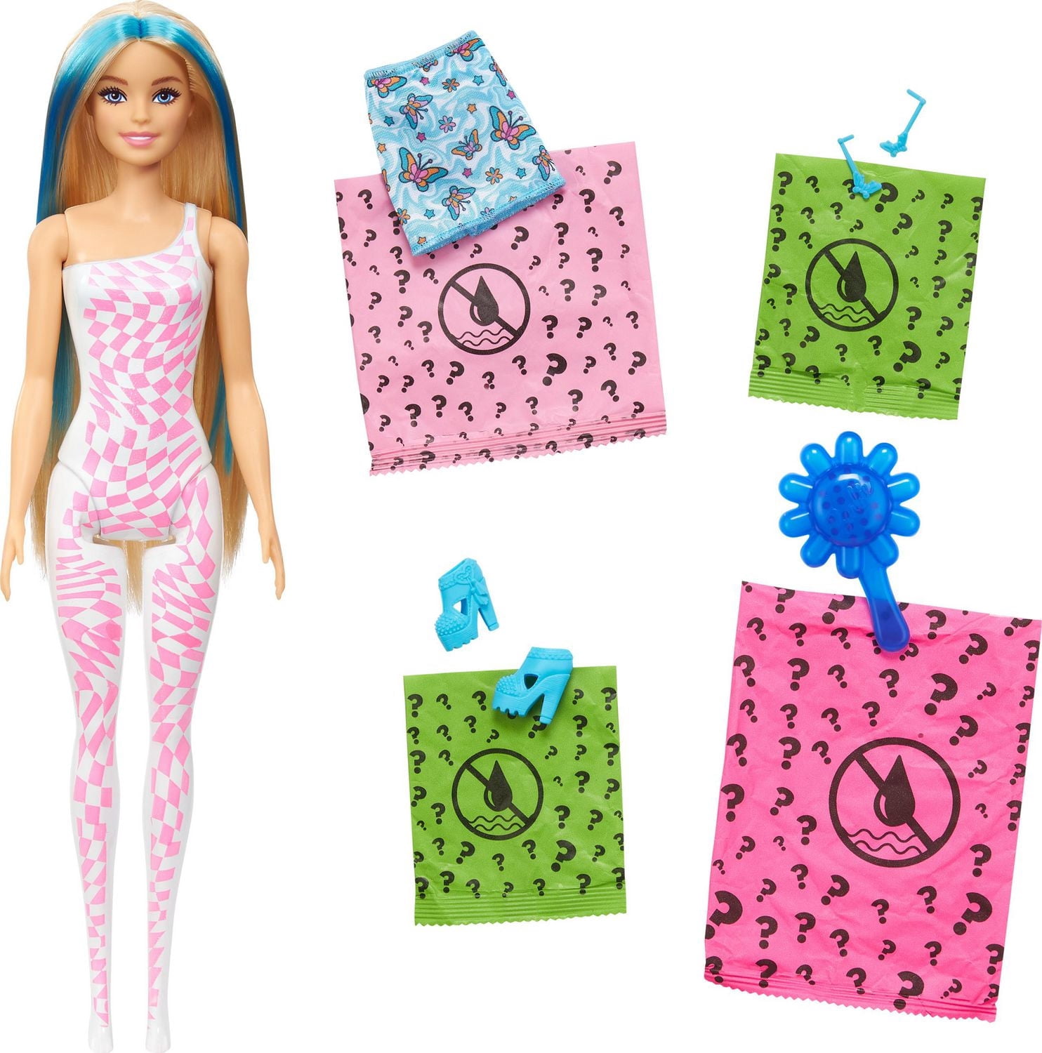 Barbie Color Reveal Série Groovy Poupée et accessoires, 6 surprises