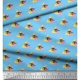 thumbnail image 3 of Soimoi Blue Poly Georgette Fabric Triangle & Eyes Face Fabric Prints By Yard 42 Inch Wide, 3 of 3